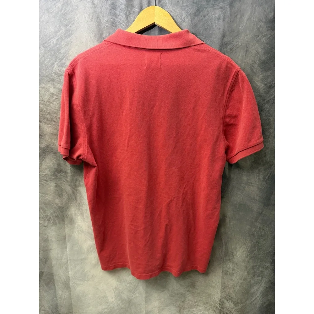J.‎ Crew Mens Large Coral Red Cotton Pique Short Sleeve Polo Shirt Oarsman Logo
